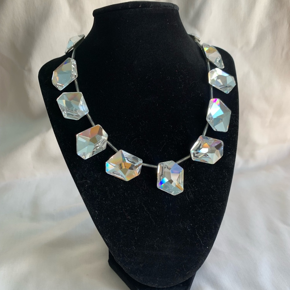 Silver and crystal necklace